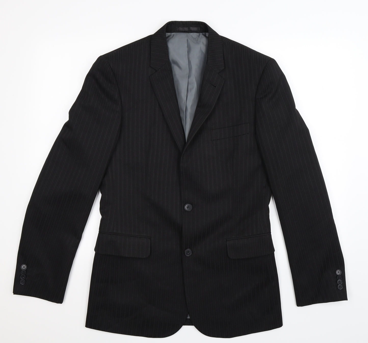 Taylor & Wright Mens Black Striped  Jacket Suit Jacket Size 36