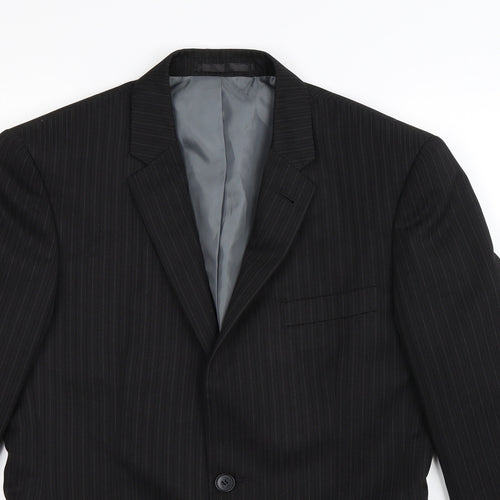 Taylor & Wright Mens Black Striped  Jacket Suit Jacket Size 36