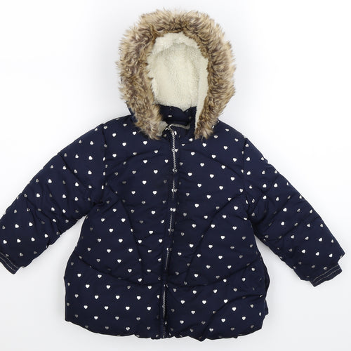 Matalan Girls Blue   Puffer Jacket Coat Size 2-3 Years