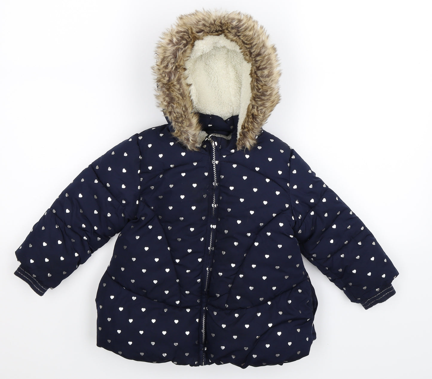 Matalan Girls Blue   Puffer Jacket Coat Size 2-3 Years
