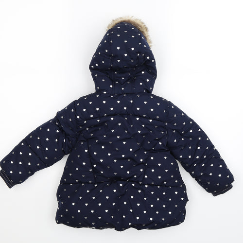 Matalan Girls Blue   Puffer Jacket Coat Size 2-3 Years