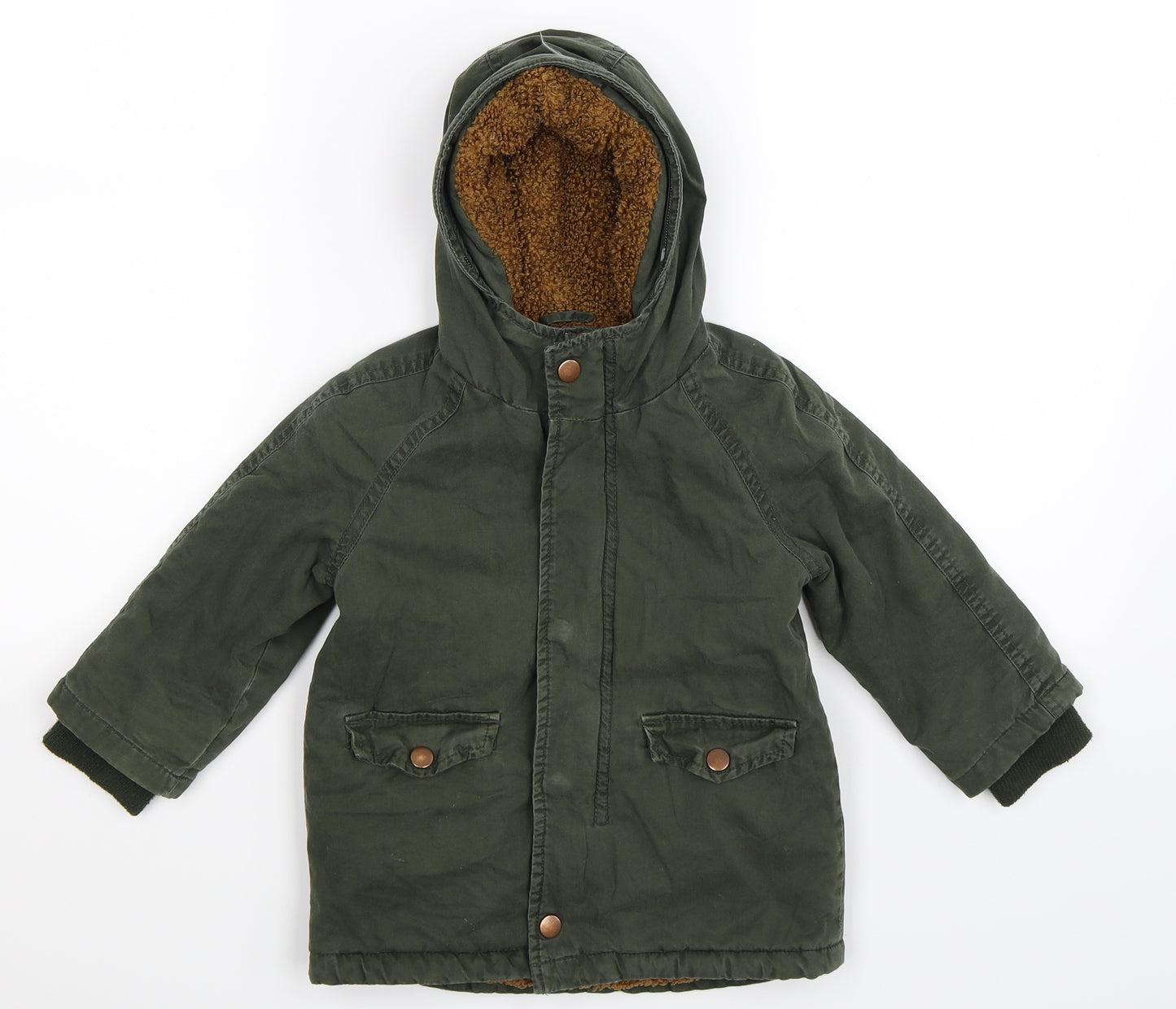 TU Boys Green   Parka Coat Size 18-24 Months