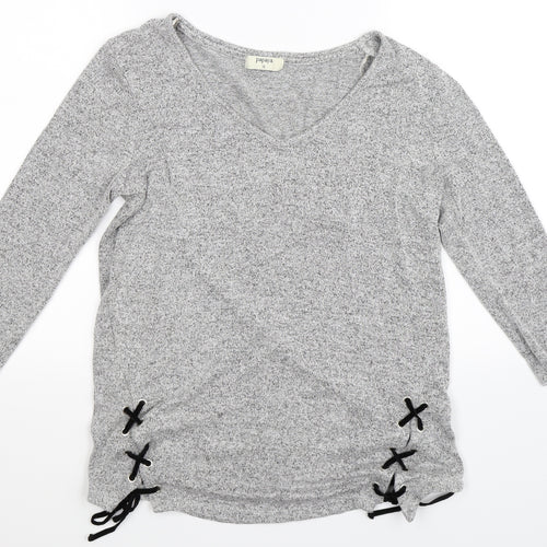 Papaya Womens Grey  Knit Pullover Jumper Size 10