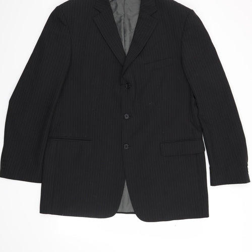 Marks and Spencer Mens Black Striped  Jacket Suit Jacket Size 44