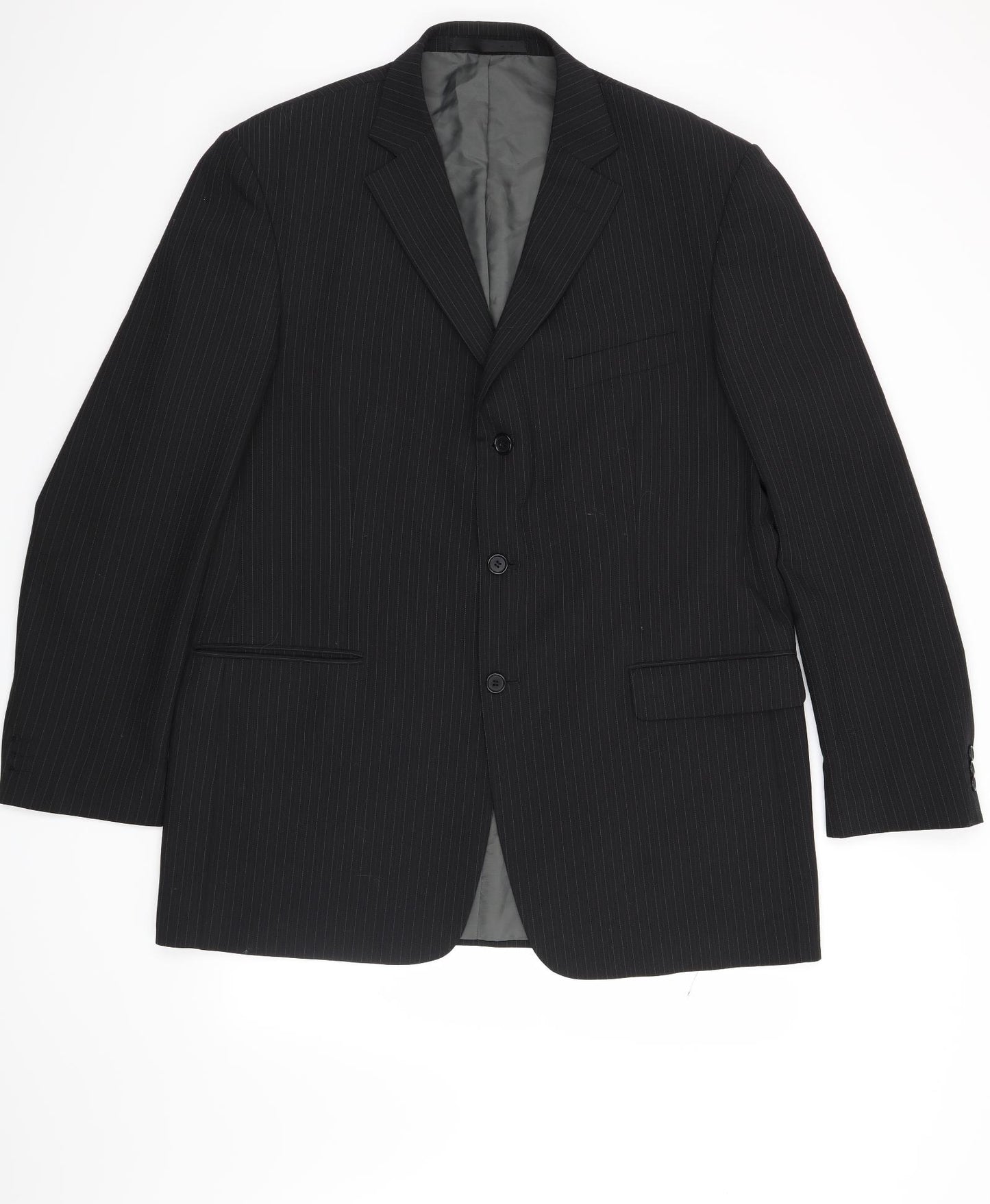Marks and Spencer Mens Black Striped  Jacket Suit Jacket Size 44