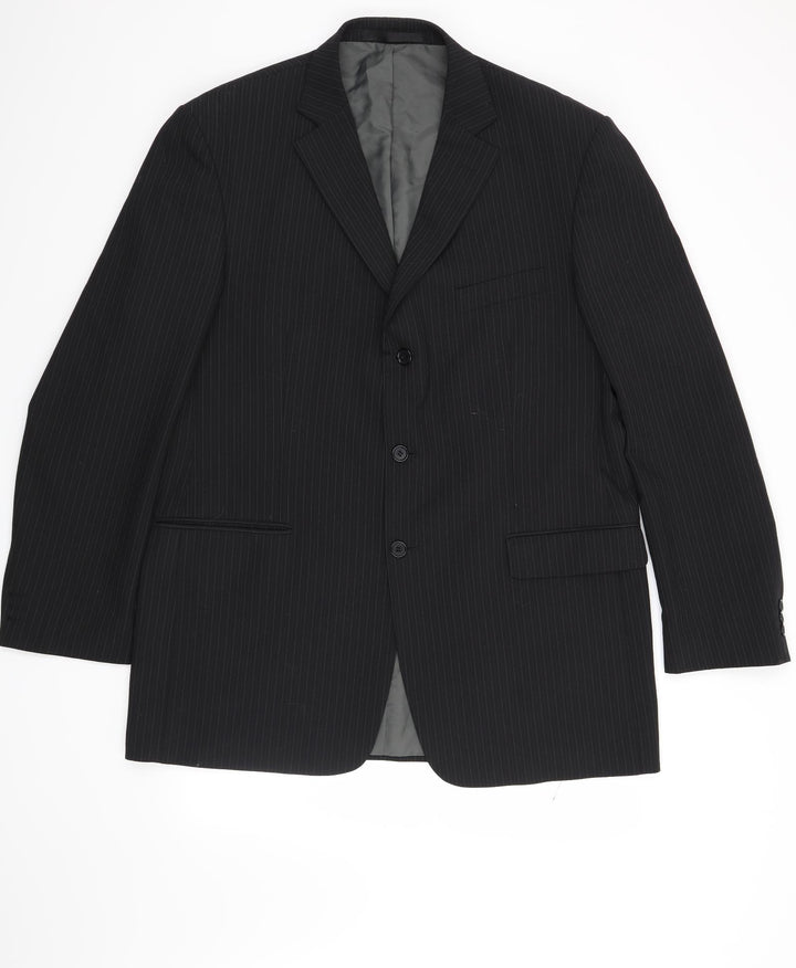 Marks and Spencer Mens Black Striped  Jacket Suit Jacket Size 44