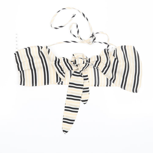 Missguided Womens Beige Striped  Cropped Blouse Size 10