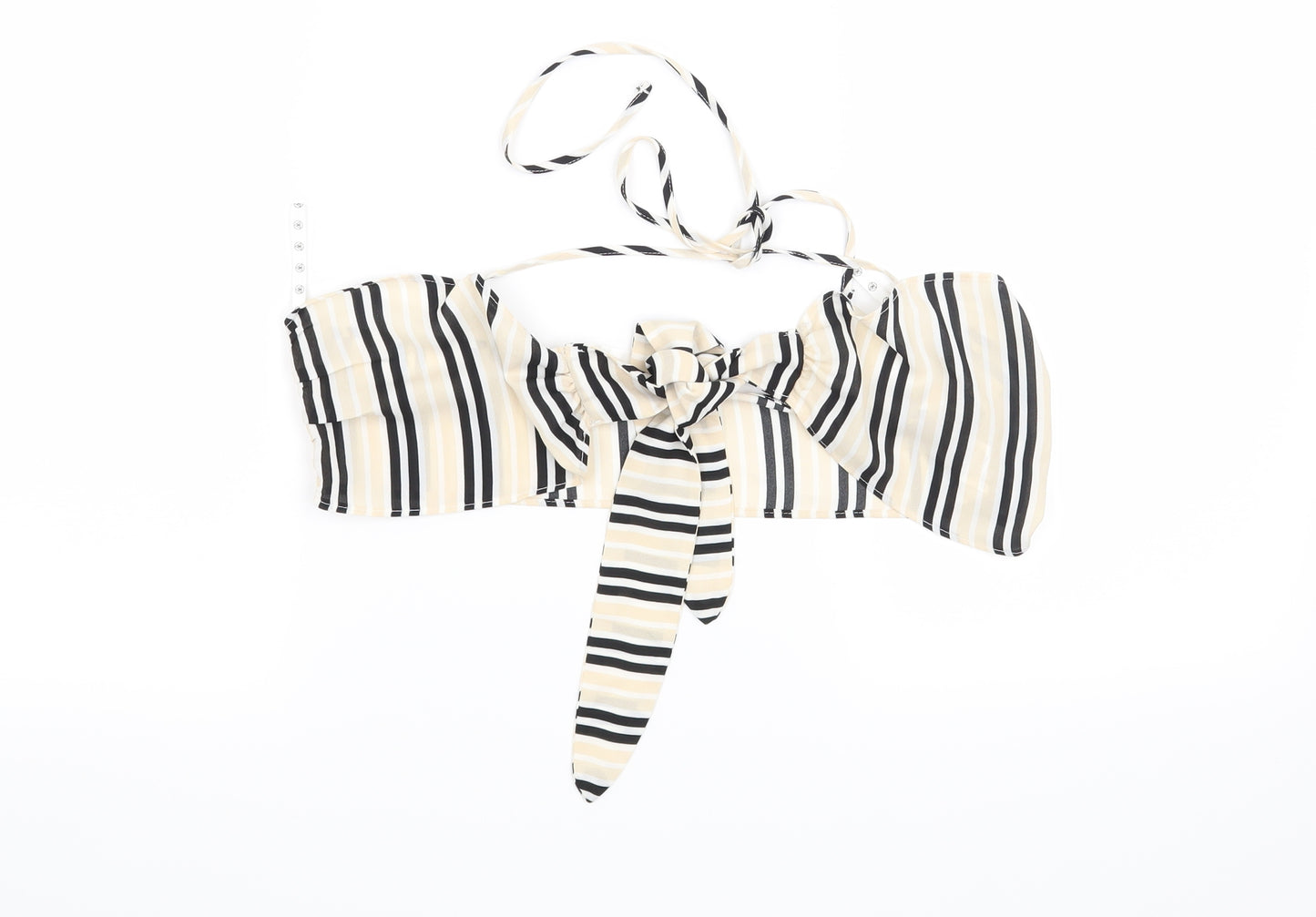 Missguided Womens Beige Striped  Cropped Blouse Size 10