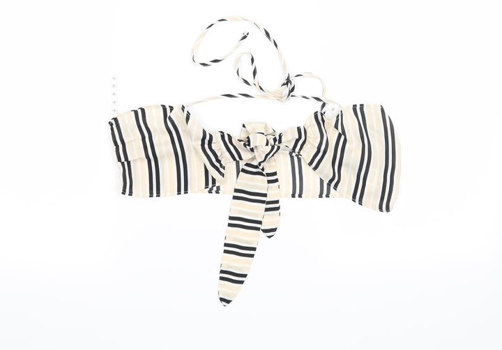 Missguided Womens Beige Striped  Cropped Blouse Size 10