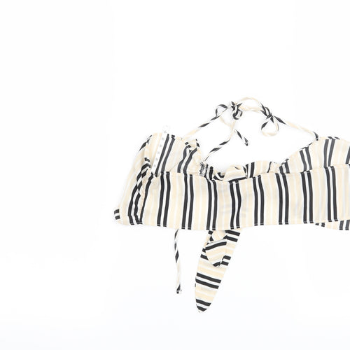 Missguided Womens Beige Striped  Cropped Blouse Size 10
