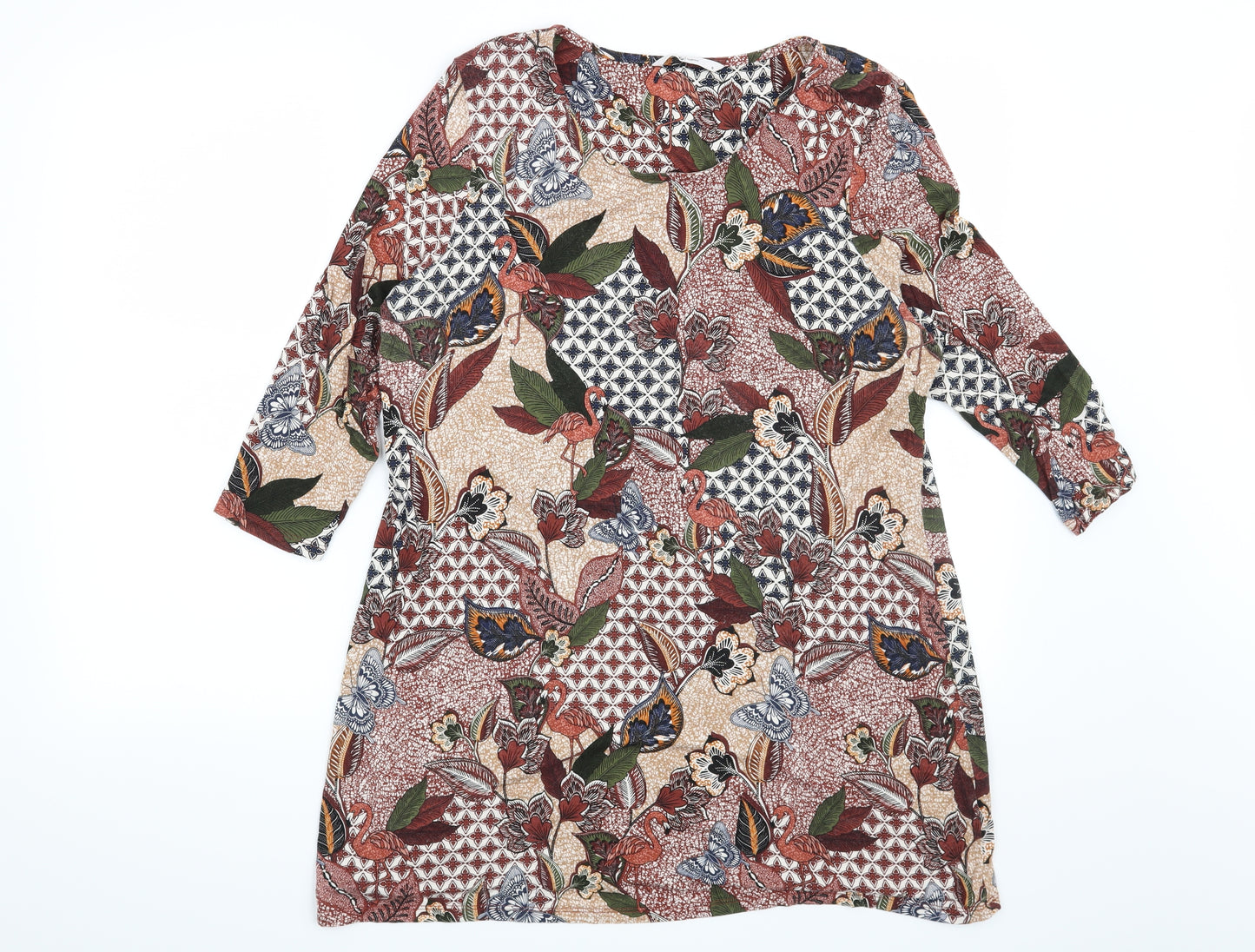 TU Womens Red Floral  Basic Blouse Size 16