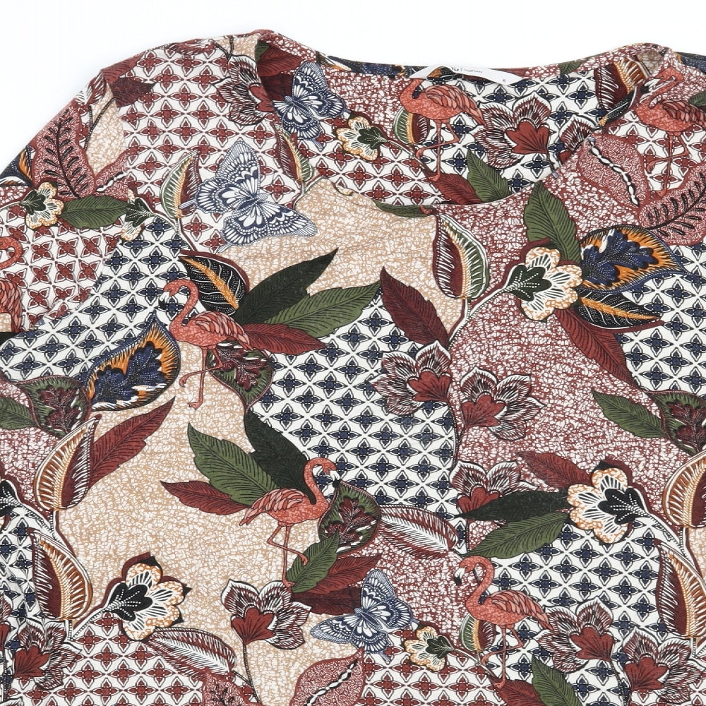 TU Womens Red Floral  Basic Blouse Size 16