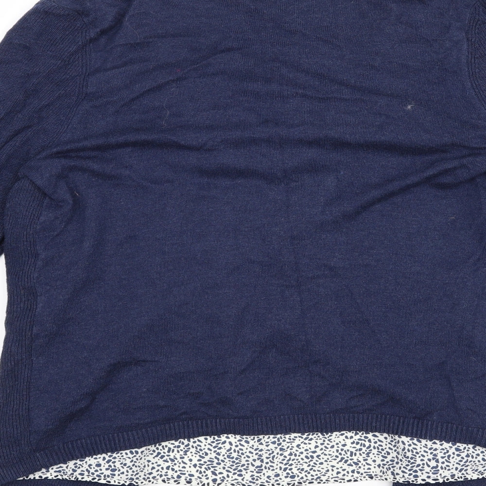 George Womens Blue Geometric  Basic Blouse Size 12