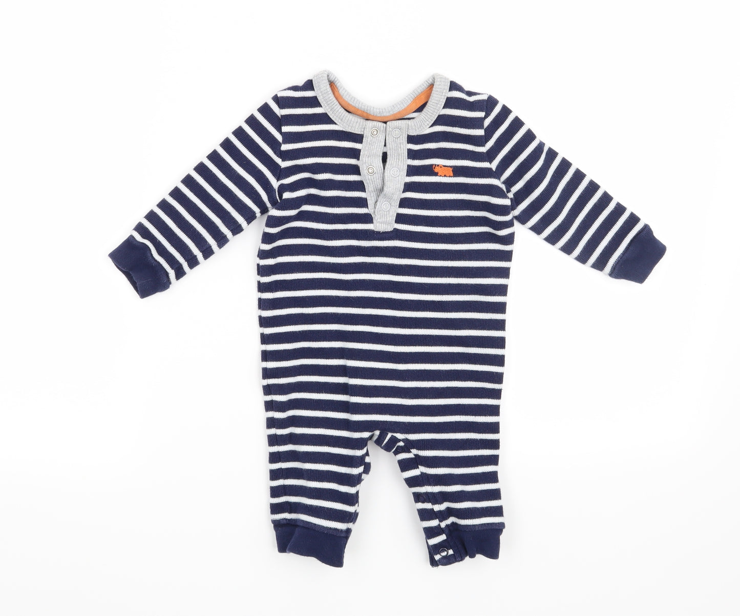 Marks and Spencer Boys Blue Striped  Babygrow One-Piece Size 3-6 Months
