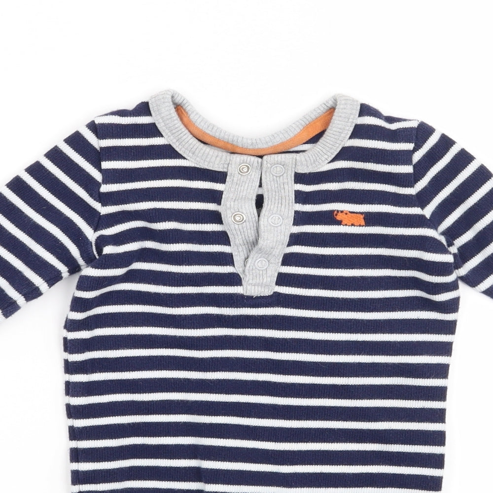 Marks and Spencer Boys Blue Striped  Babygrow One-Piece Size 3-6 Months