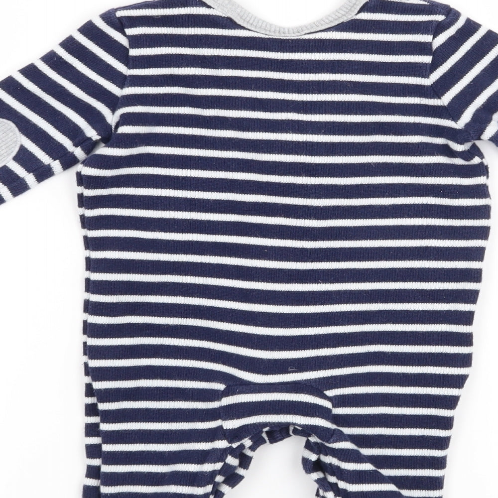 Marks and Spencer Boys Blue Striped  Babygrow One-Piece Size 3-6 Months