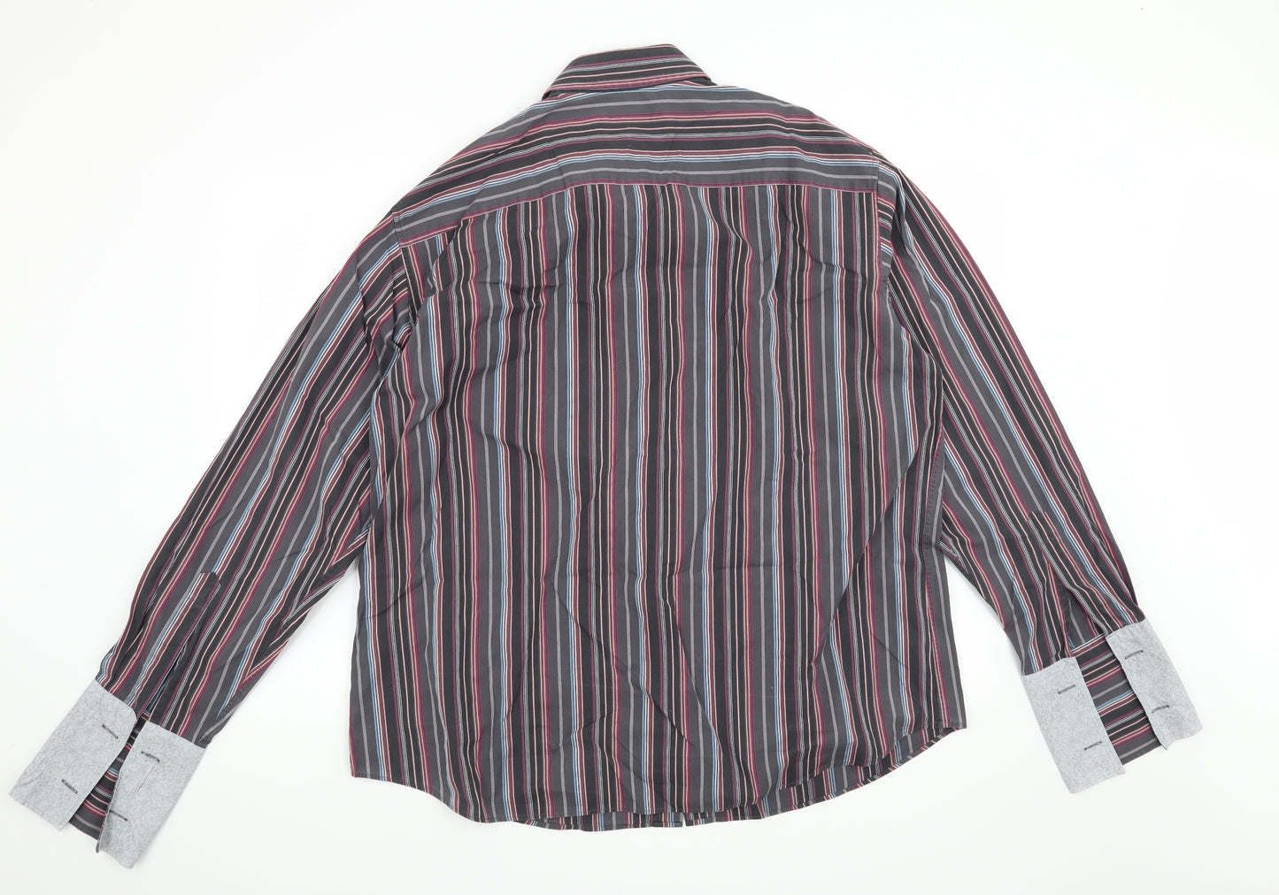 Autograph Mens Grey Striped   Dress Shirt Size XL