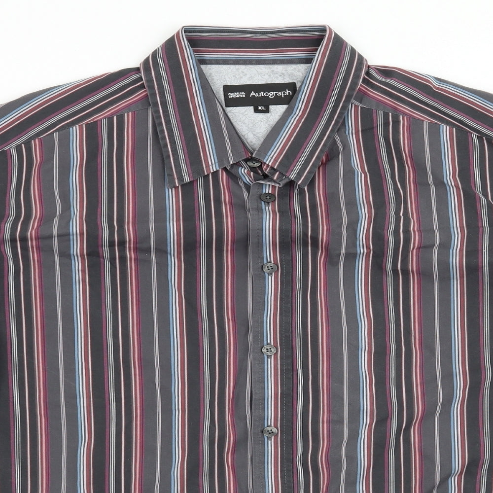 Autograph Mens Grey Striped   Dress Shirt Size XL
