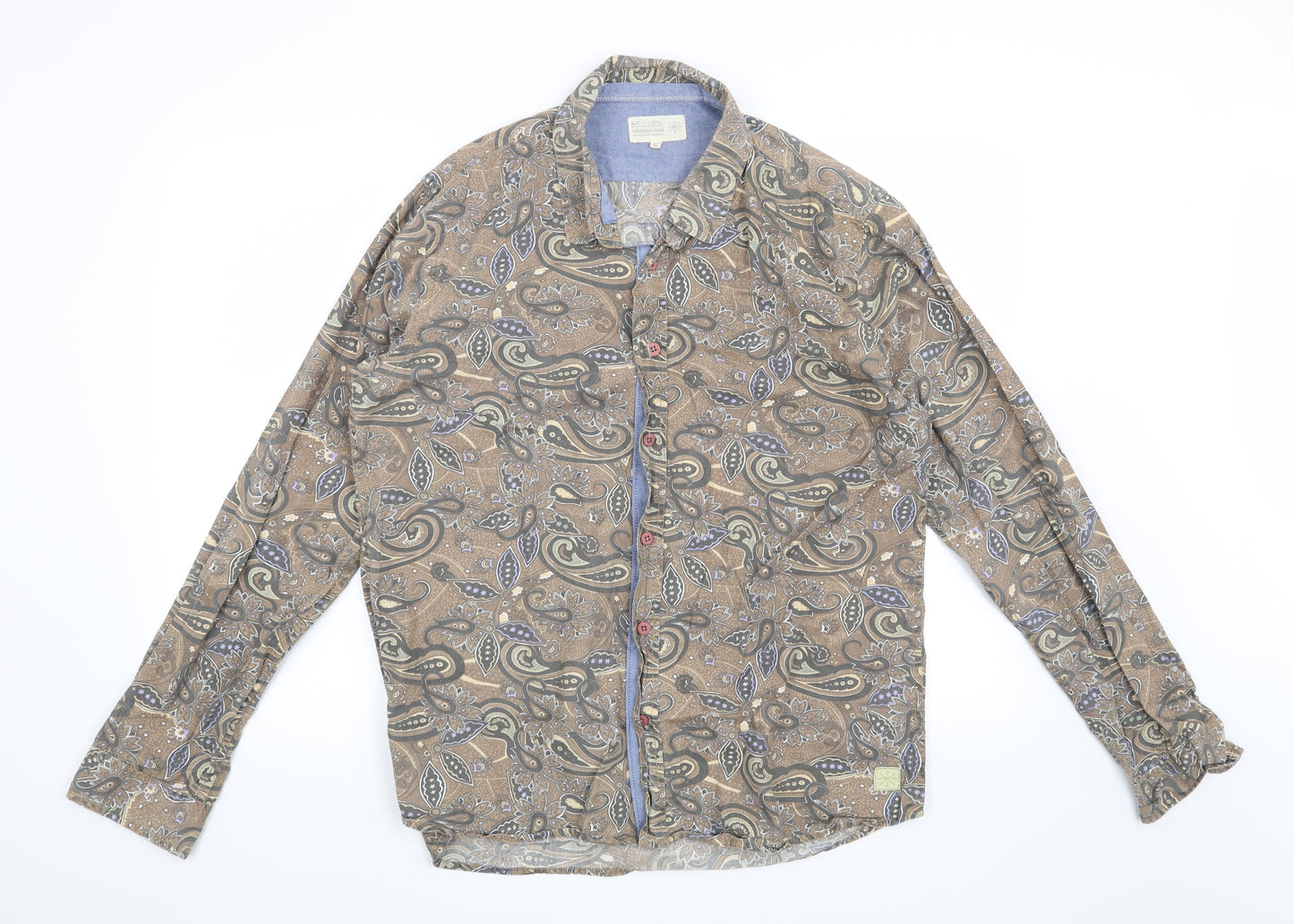 Preworn Mens Brown Paisley   Button-Up Size XL