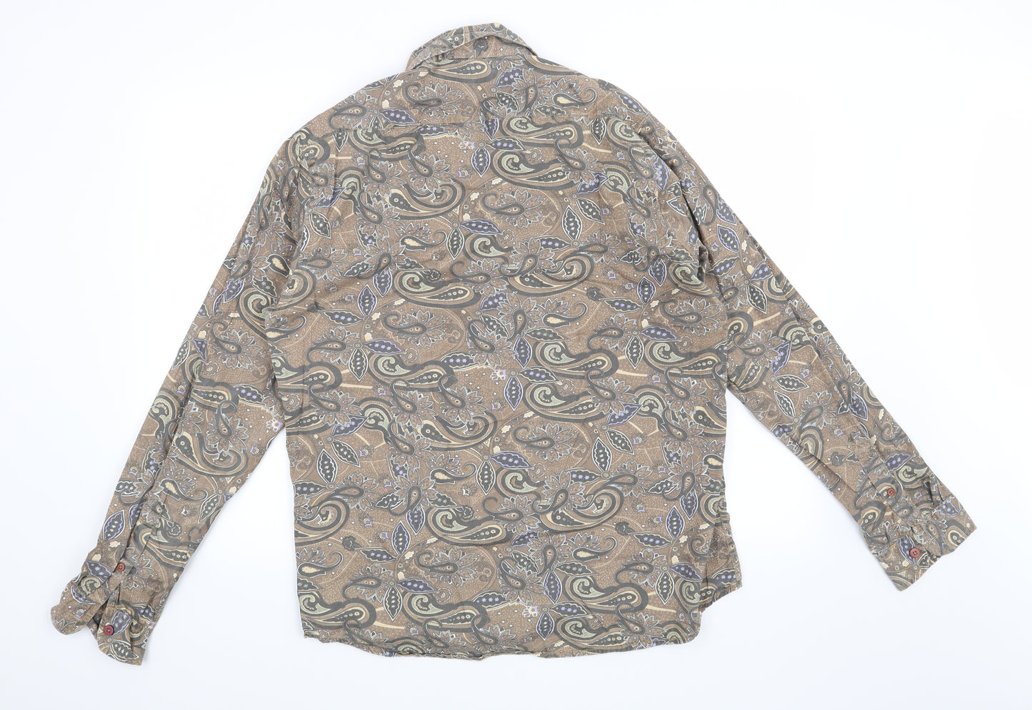Preworn Mens Brown Paisley   Button-Up Size XL