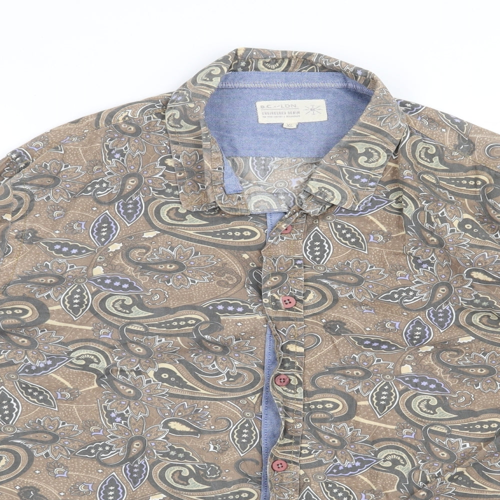 Preworn Mens Brown Paisley   Button-Up Size XL