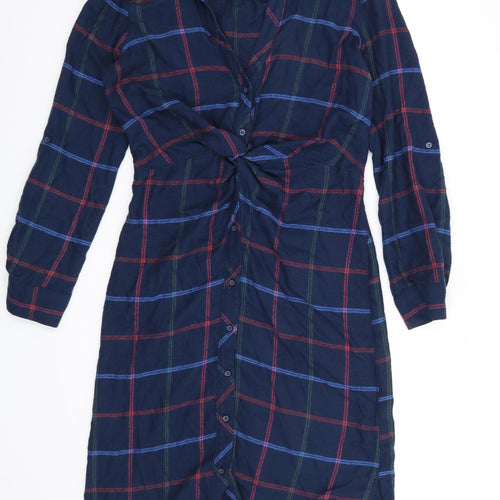 NEXT Womens Blue Check  Shirt Dress  Size 8