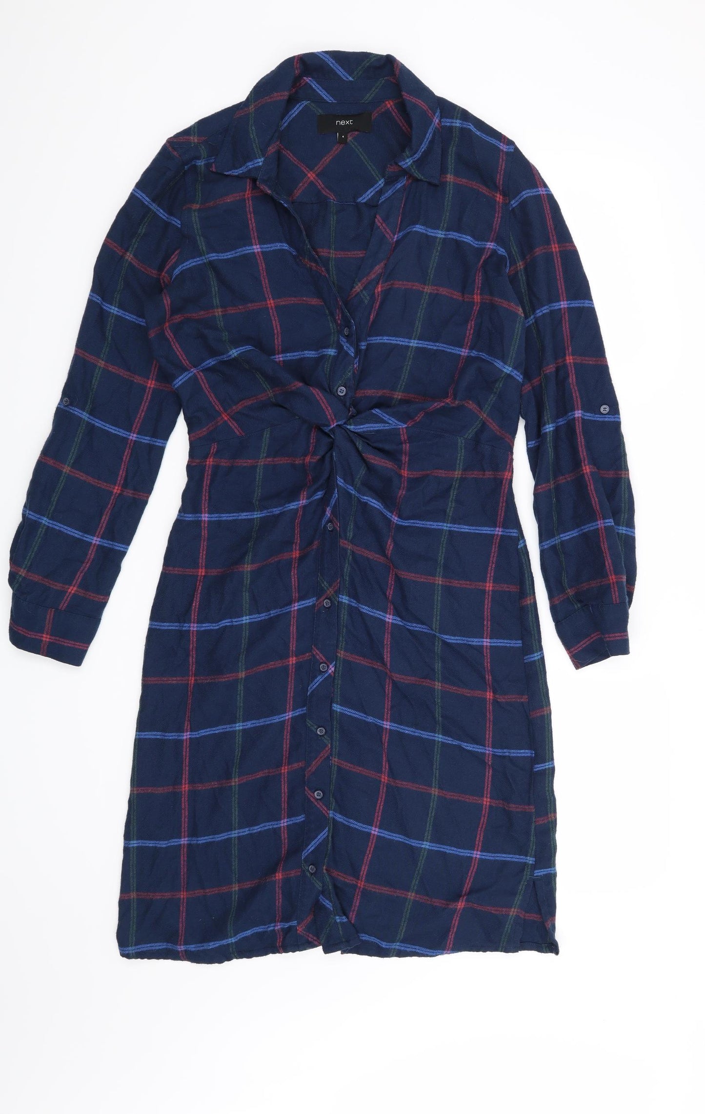 NEXT Womens Blue Check  Shirt Dress  Size 8