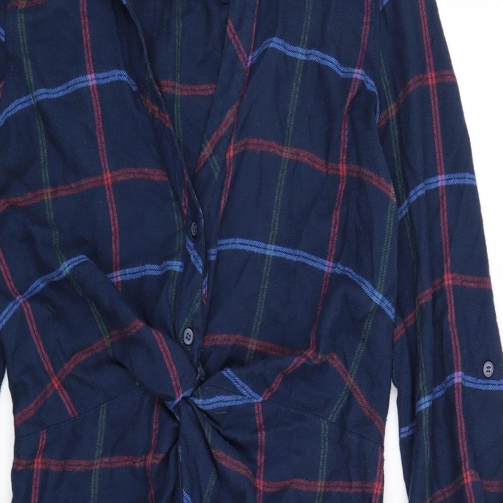 NEXT Womens Blue Check  Shirt Dress  Size 8
