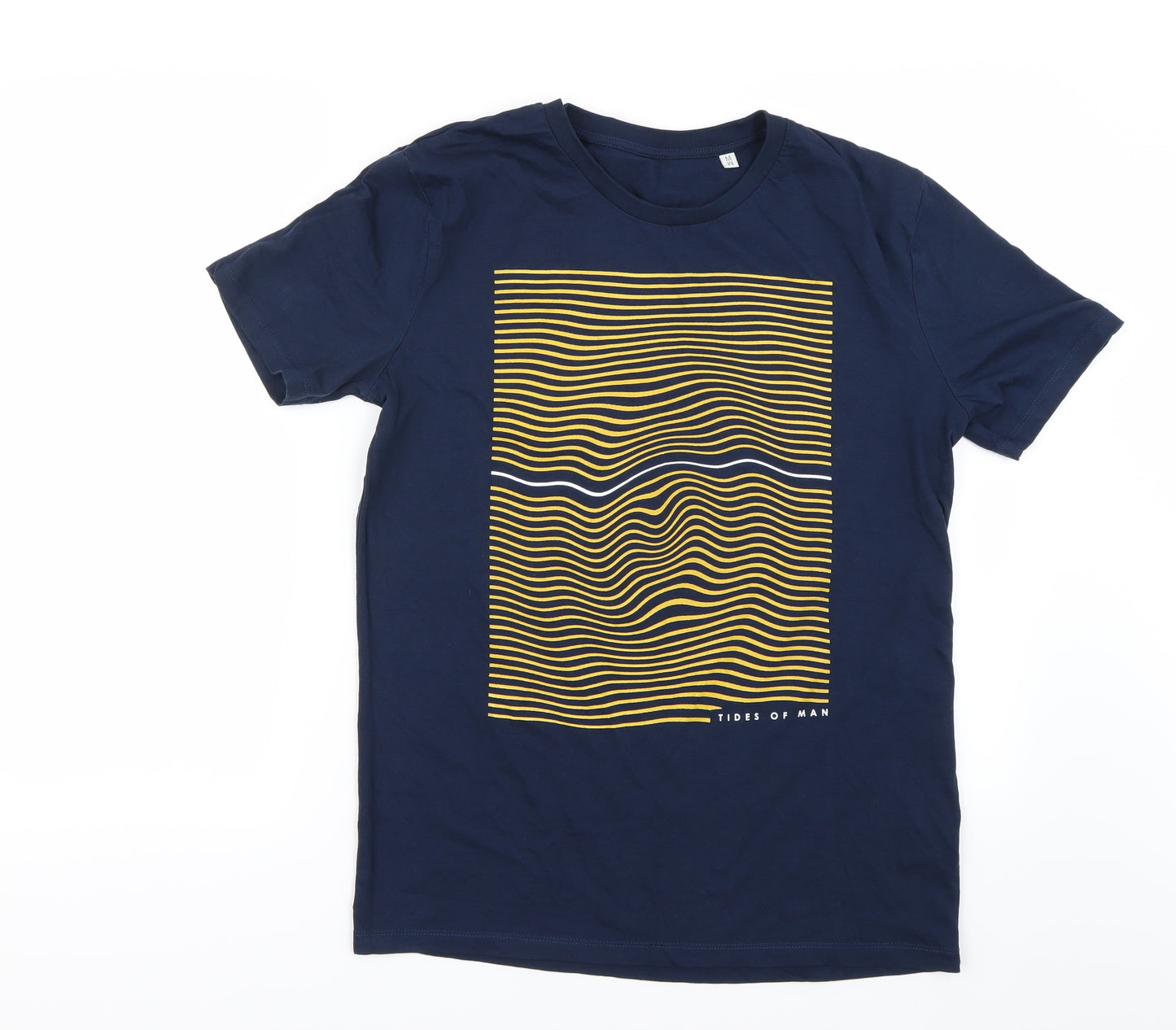 Preworn  Mens Blue Striped   T-Shirt Size M