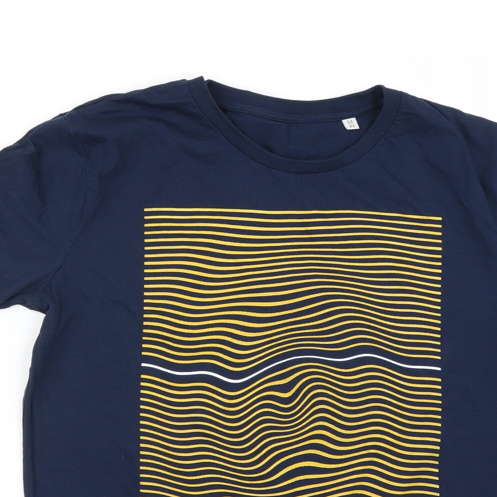 Preworn  Mens Blue Striped   T-Shirt Size M