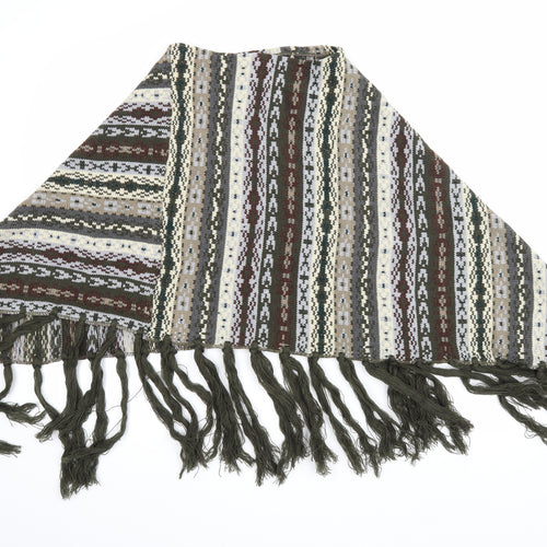 Preworn Womens Green Striped Knit  Shawl/Wrap