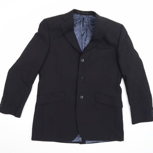 Preworn Mens Black  Rayon Jacket Suit Jacket Size 40