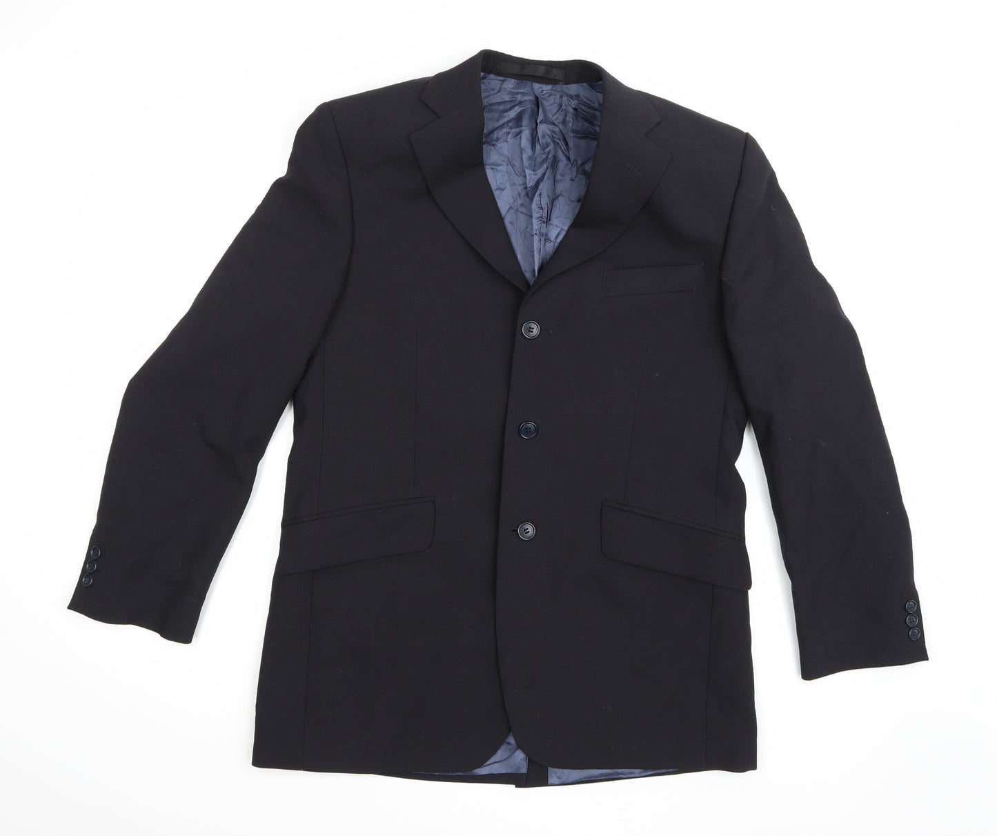 Preworn Mens Black  Rayon Jacket Suit Jacket Size 40