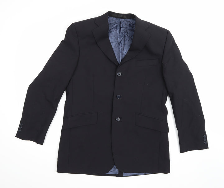 Preworn Mens Black  Rayon Jacket Suit Jacket Size 40