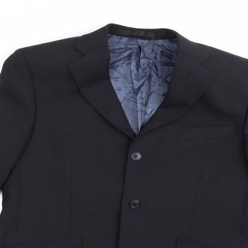 Preworn Mens Black  Rayon Jacket Suit Jacket Size 40