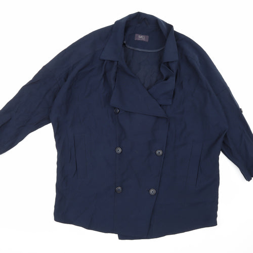 Marks and Spencer Womens Blue   Pea Coat Coat Size 14