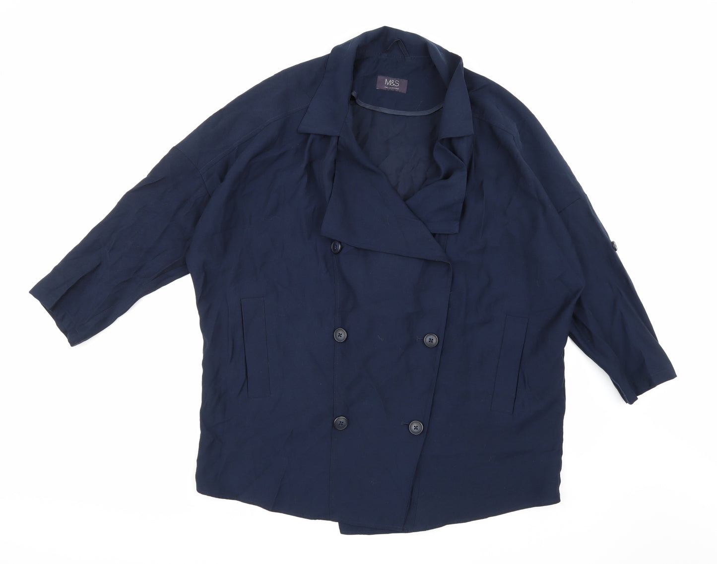 Marks and Spencer Womens Blue   Pea Coat Coat Size 14