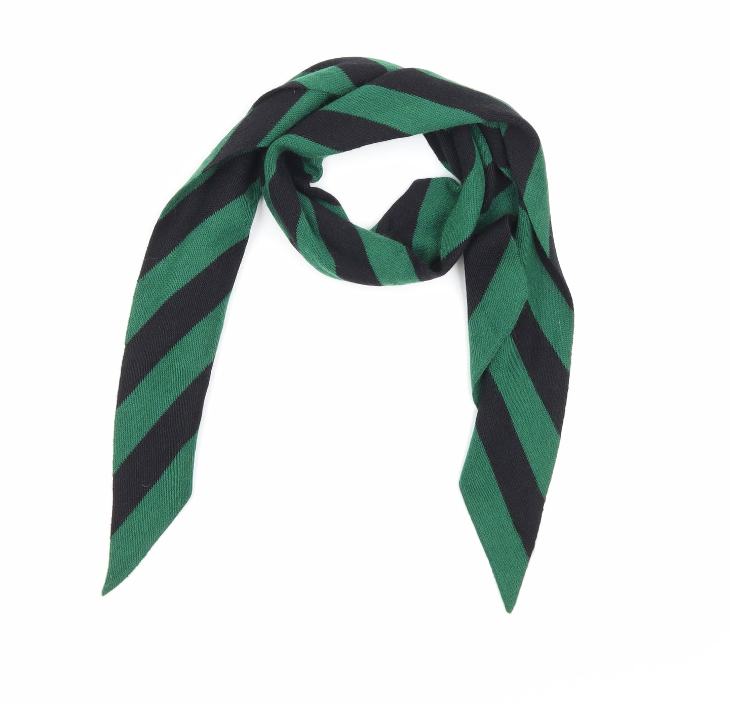 Preworn Womens Green Striped Knit  Scarf