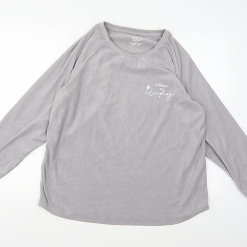 Love To Lounge Womens Grey  Fleece Top Pyjama Top Size 14