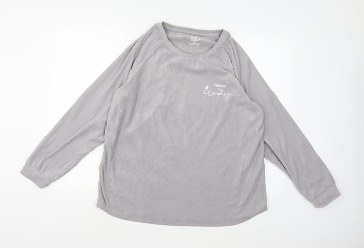 Love To Lounge Womens Grey Fleece Top Pyjama Top Size 14