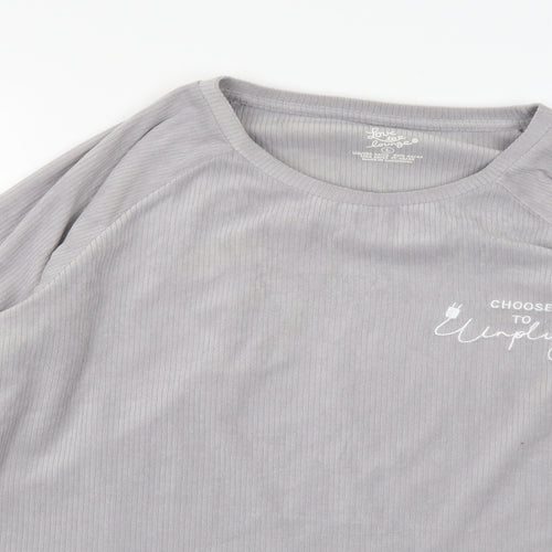 Love To Lounge Womens Grey  Fleece Top Pyjama Top Size 14