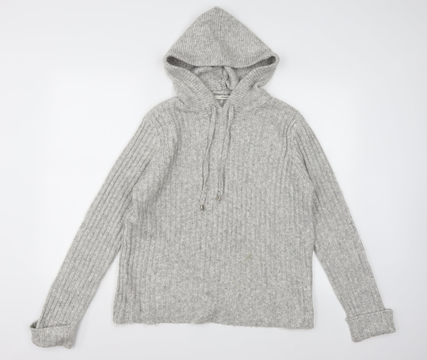 George Womens Grey  Knit Pullover Hoodie Size L