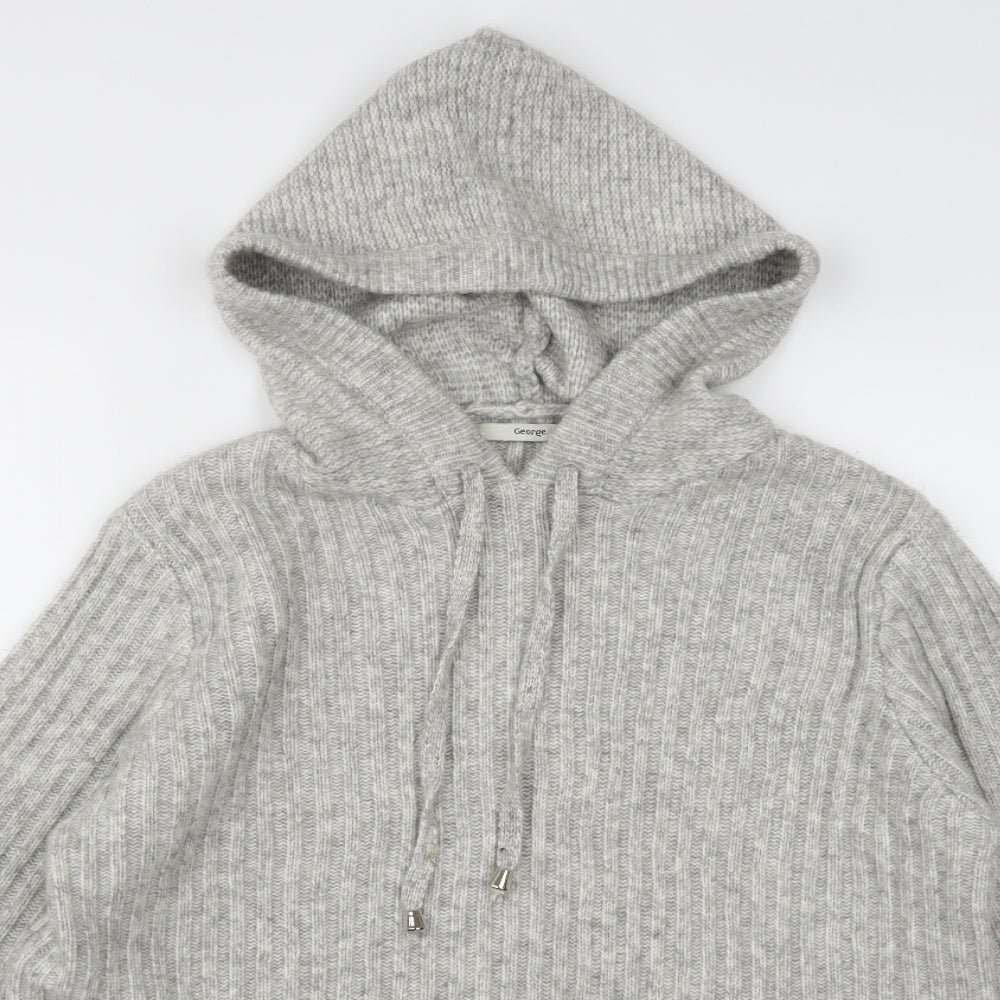 George Womens Grey  Knit Pullover Hoodie Size L