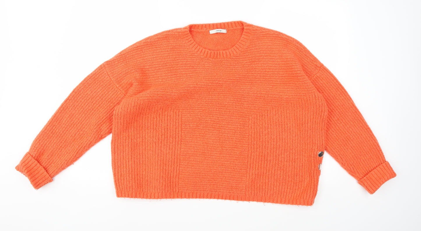 George Womens Orange  Knit Pullover Jumper Size XL