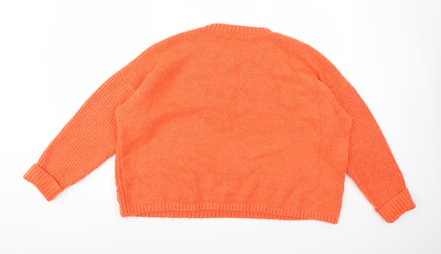 George Womens Orange  Knit Pullover Jumper Size XL