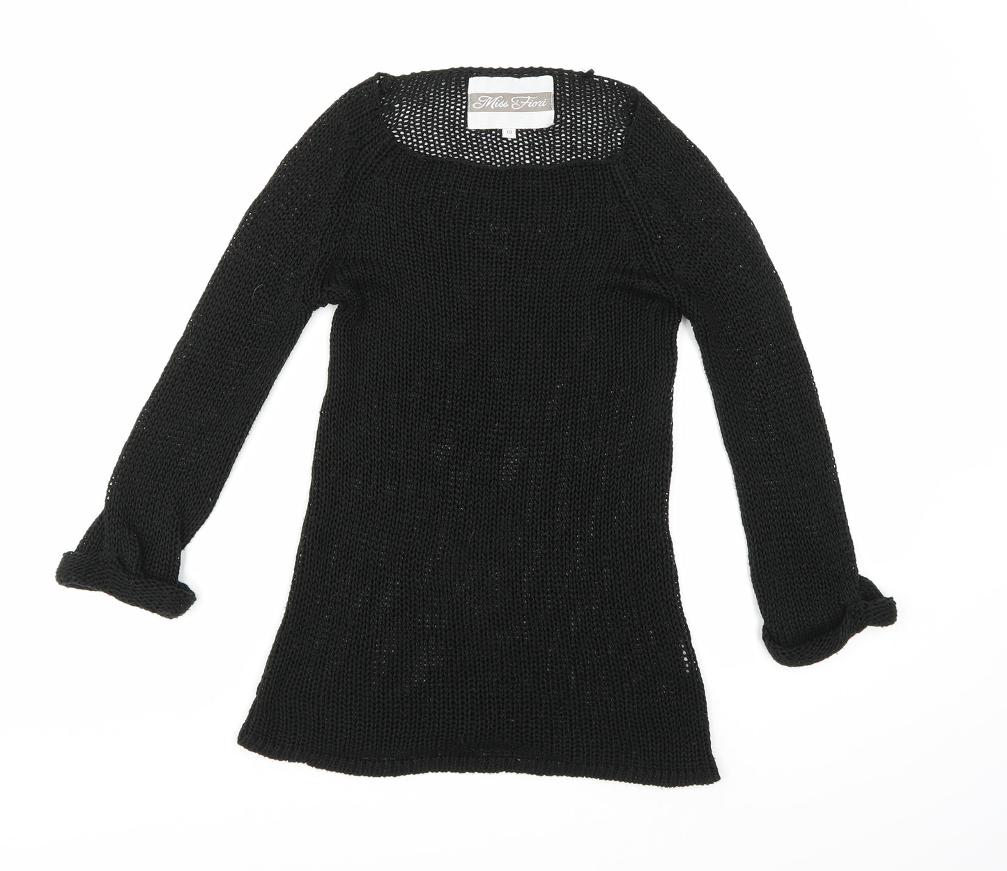 Miss Fiori Womens Black  Knit Pullover Jumper Size 10