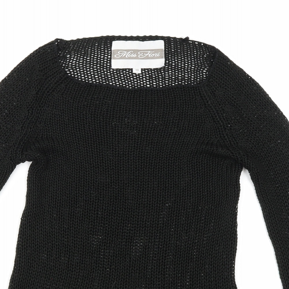 Miss Fiori Womens Black  Knit Pullover Jumper Size 10