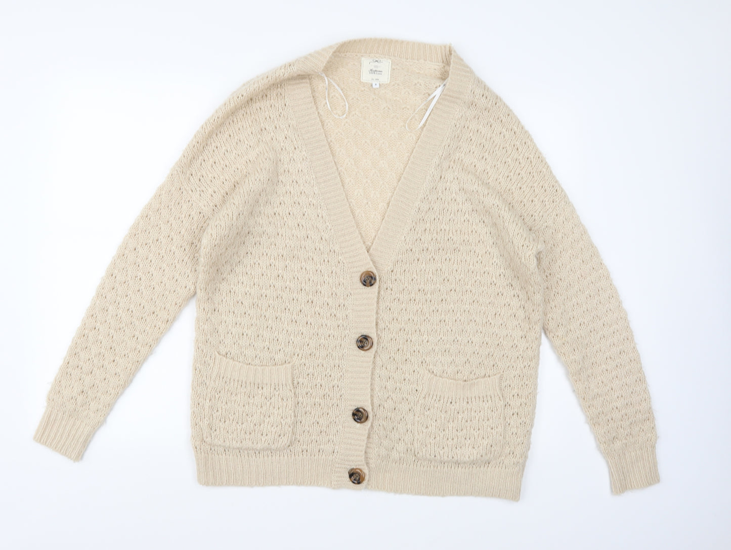 New Look Womens Beige  Knit Cardigan Jumper Size 8
