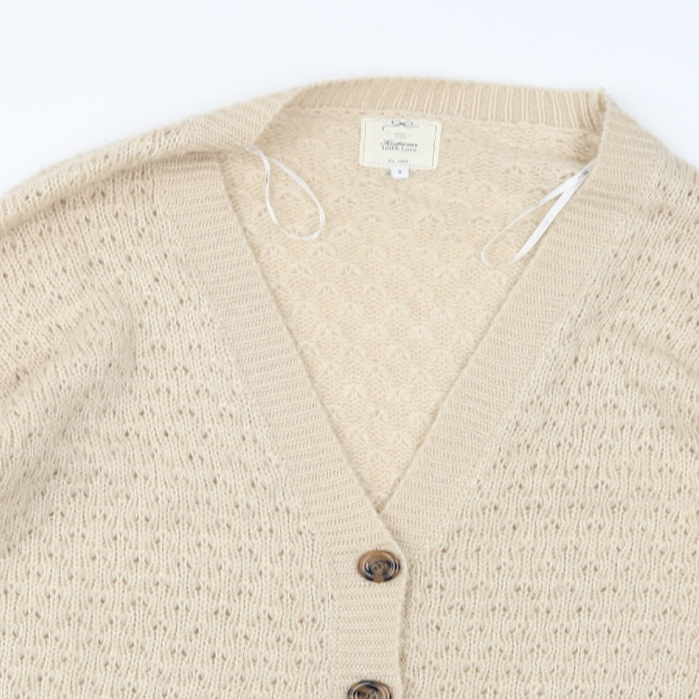New Look Womens Beige  Knit Cardigan Jumper Size 8