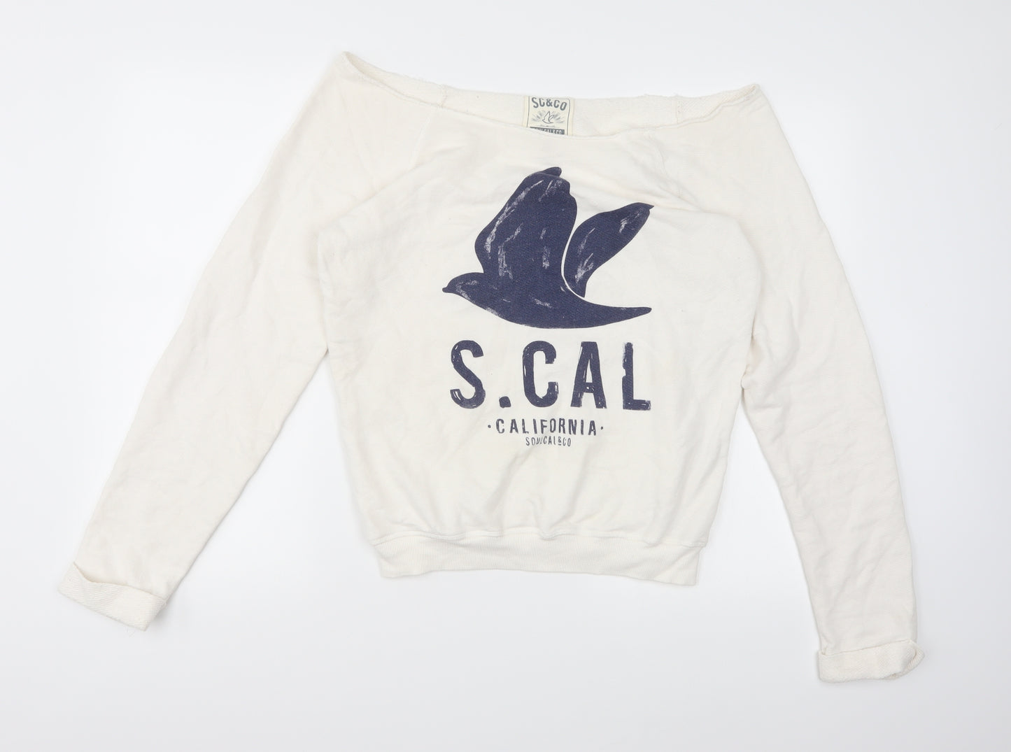 SC&CO Womens White  Jersey Pullover Sweatshirt Size 10